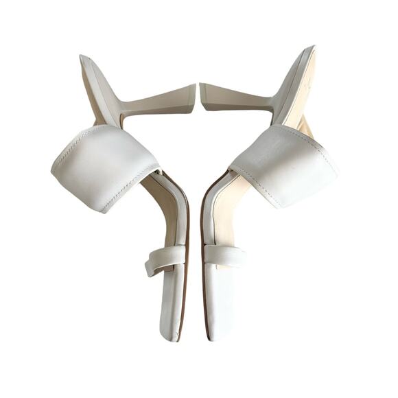 Marc Fisher Deann White Square Toe Asymmetrical Strap Heel Sandals Size 9 - Picture 2 of 7